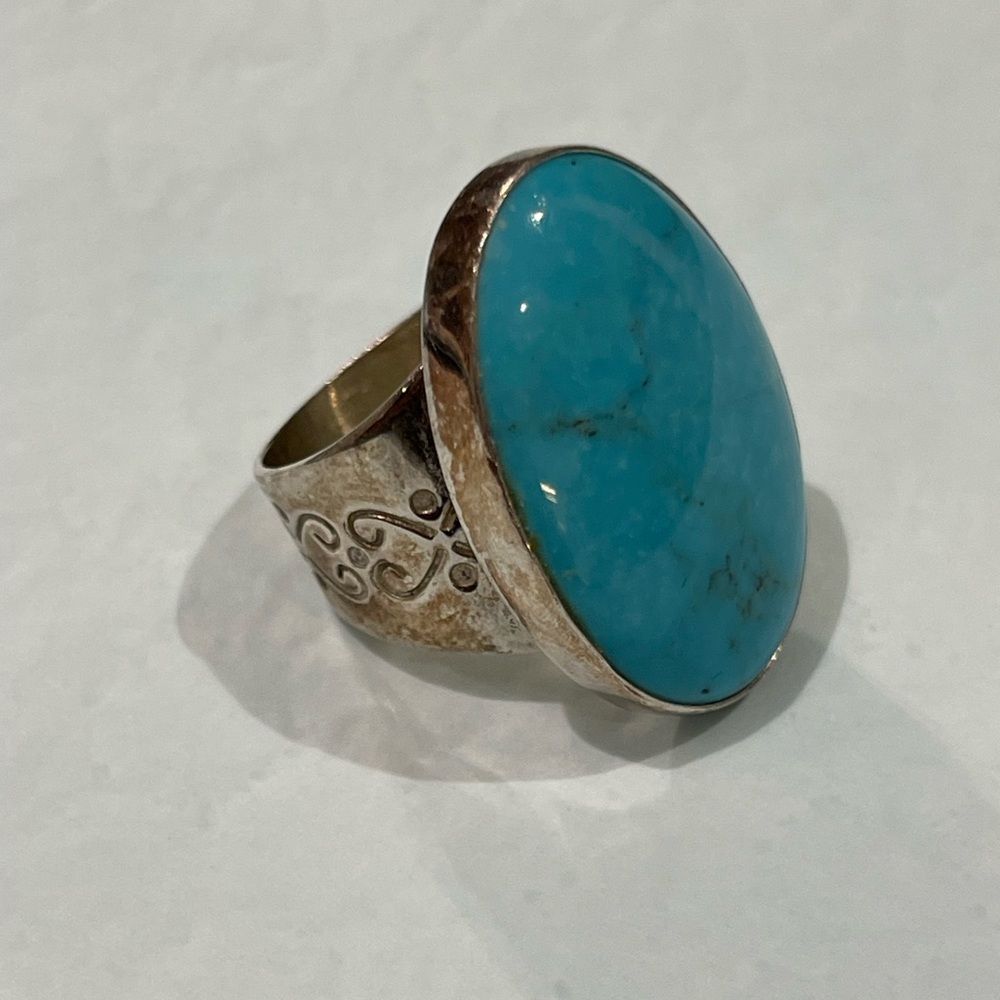 Authentic Handmade Sterling Silver and Turquoise Ring size 7